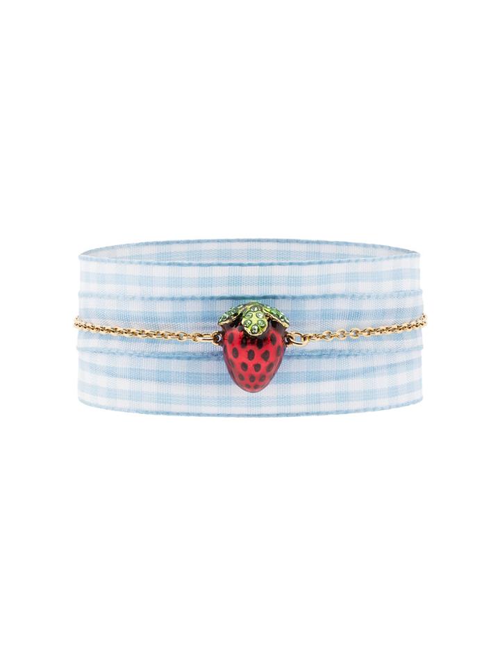 Miu Miu Gold Gingham Ladybird Pendant Bracelet - Metallic