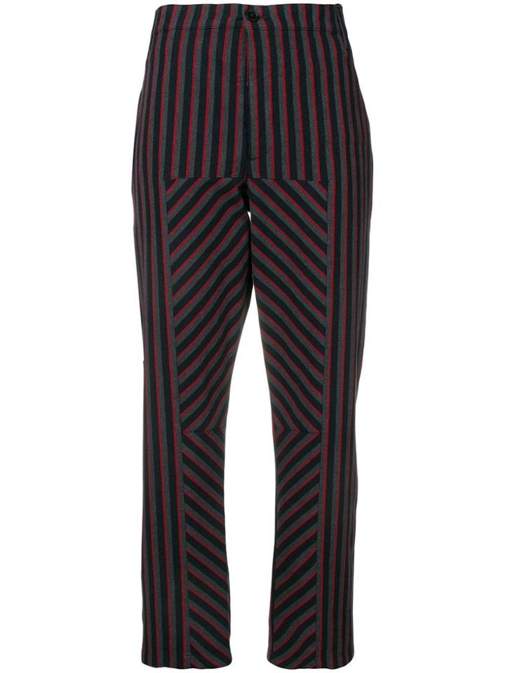 Closed Striped Tapered Trousers - Black