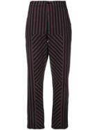 Closed Striped Tapered Trousers - Black
