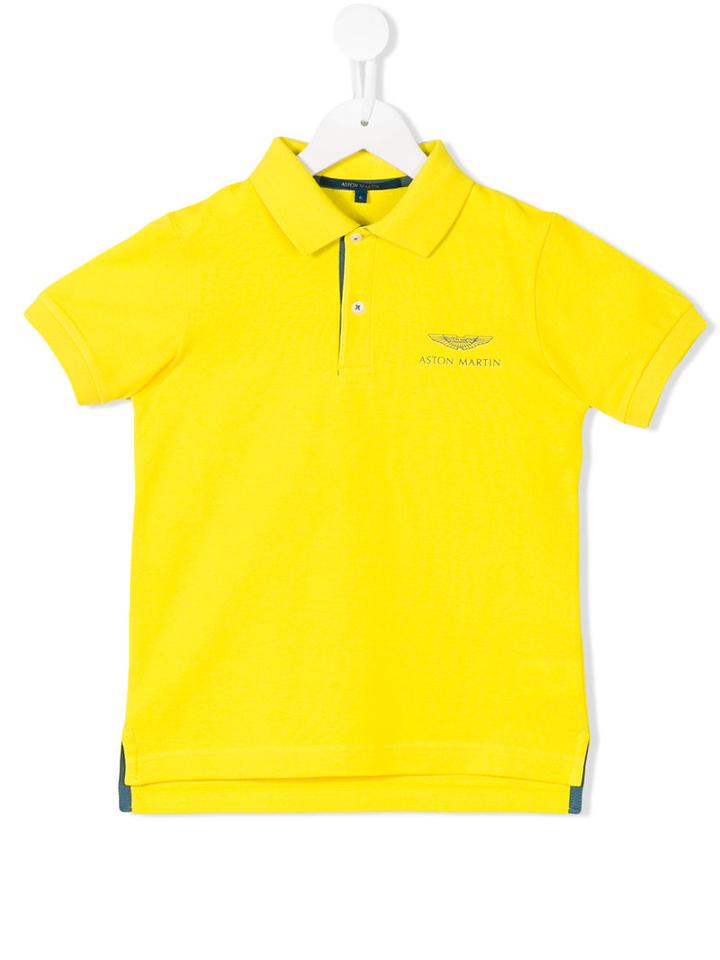 Aston Martin Kids Embroidered Logo Polo Shirt, Boy's, Size: 8 Yrs, Yellow/orange