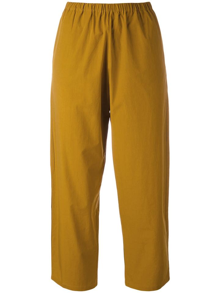 Apuntob - Cropped Trousers - Women - Cotton - 1, Yellow/orange, Cotton