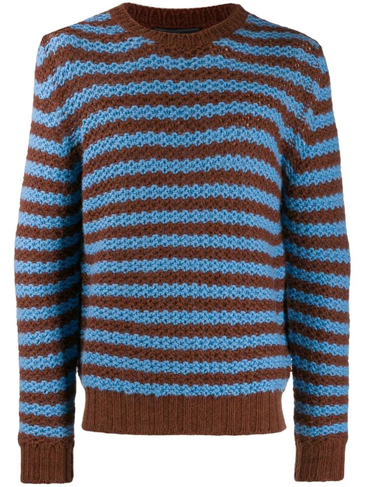 Prada Striped Chunky Knit Jumper - Blue