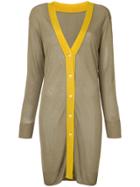 Des Prés Contrast Lapel Cardigan - Brown