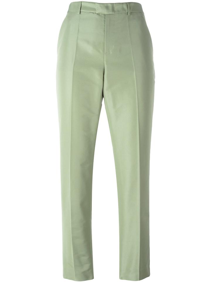 Red Valentino Tailored Cropped Trousers, Women's, Size: 46, Green, Polyester/acetate