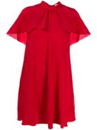 Red Valentino Red(v) Cape Style Ruffled Dress