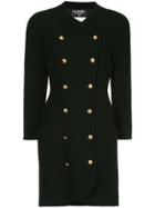 Chanel Vintage Double Breasted Curvy Coat - Black