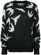 Mcq Alexander Mcqueen Swallow Intarsia Knit Sweater - Black