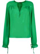 Just Cavalli Peasant Blouse, Women's, Size: 42, Green, Viscose
