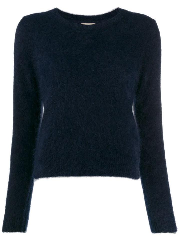 Bellerose Round Neck Fuzzy Knit Jumper - Blue