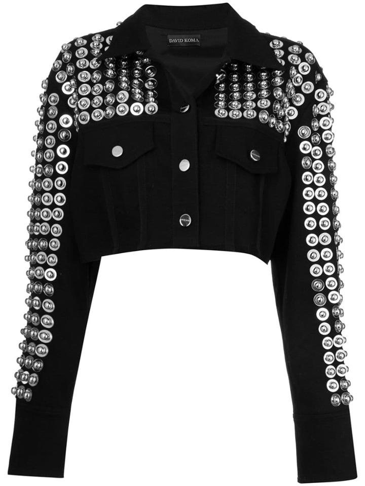 David Koma Studded Cropped Jacket - Black