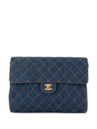 Chanel Pre-owned Quilted Jumbo Xl Chain Backpack - Blue