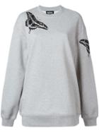 Markus Lupfer Butterfly Embroidered Sweatshirt, Women's, Size: Xs, Grey, Cotton