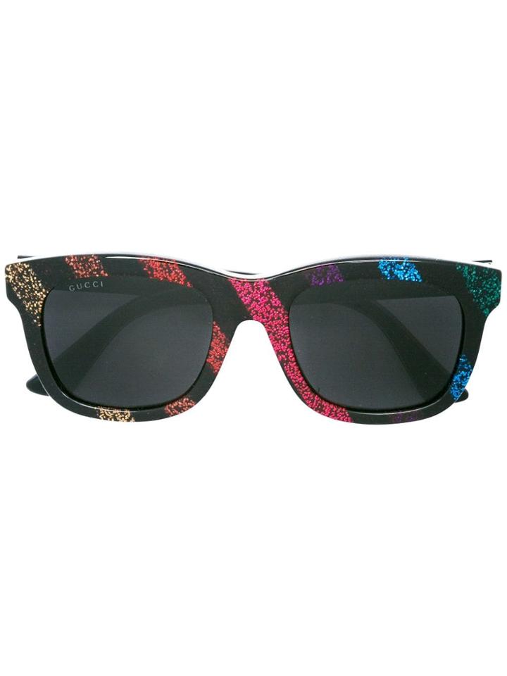 Gucci Eyewear Square Frame Glitter Sunglasses - Black