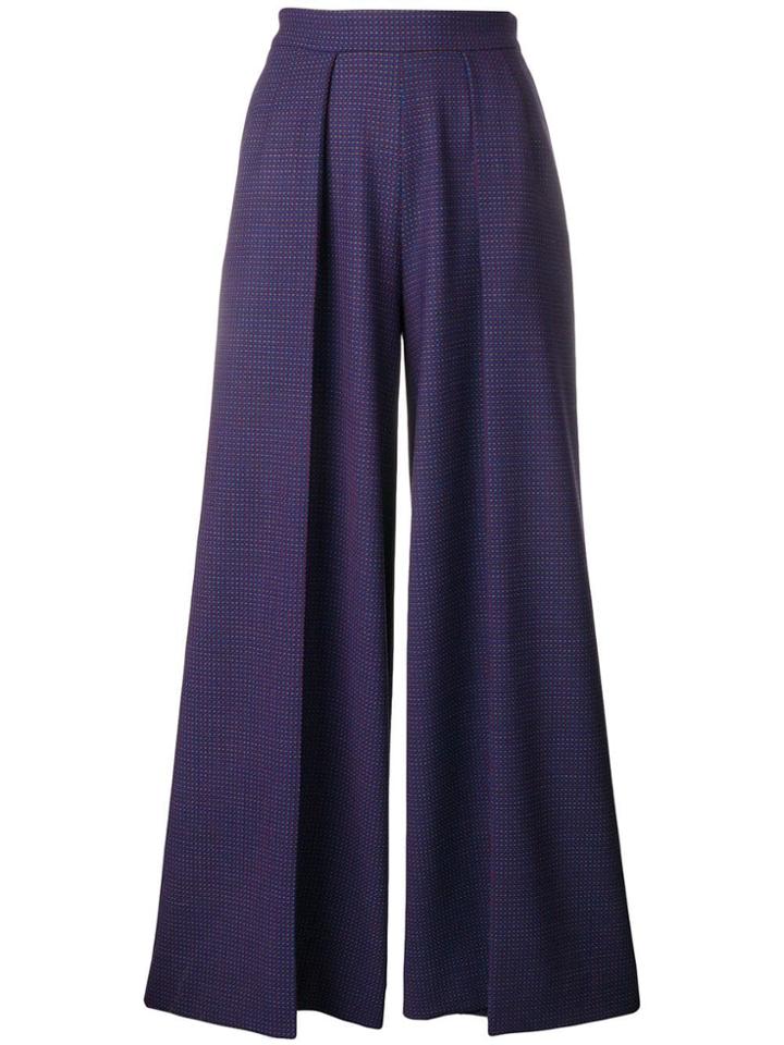 Talbot Runhof Micro-check Wide-leg Trousers - Blue