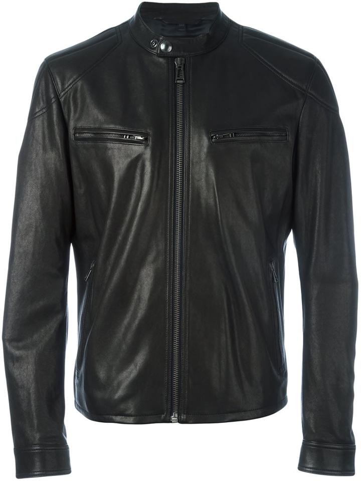 Belstaff Zipped Jacket, Men's, Size: 54, Black, Calf Leather/viscose