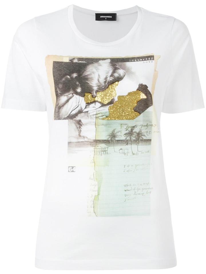 Dsquared2 Vintage Glitter Collage T-shirt - White