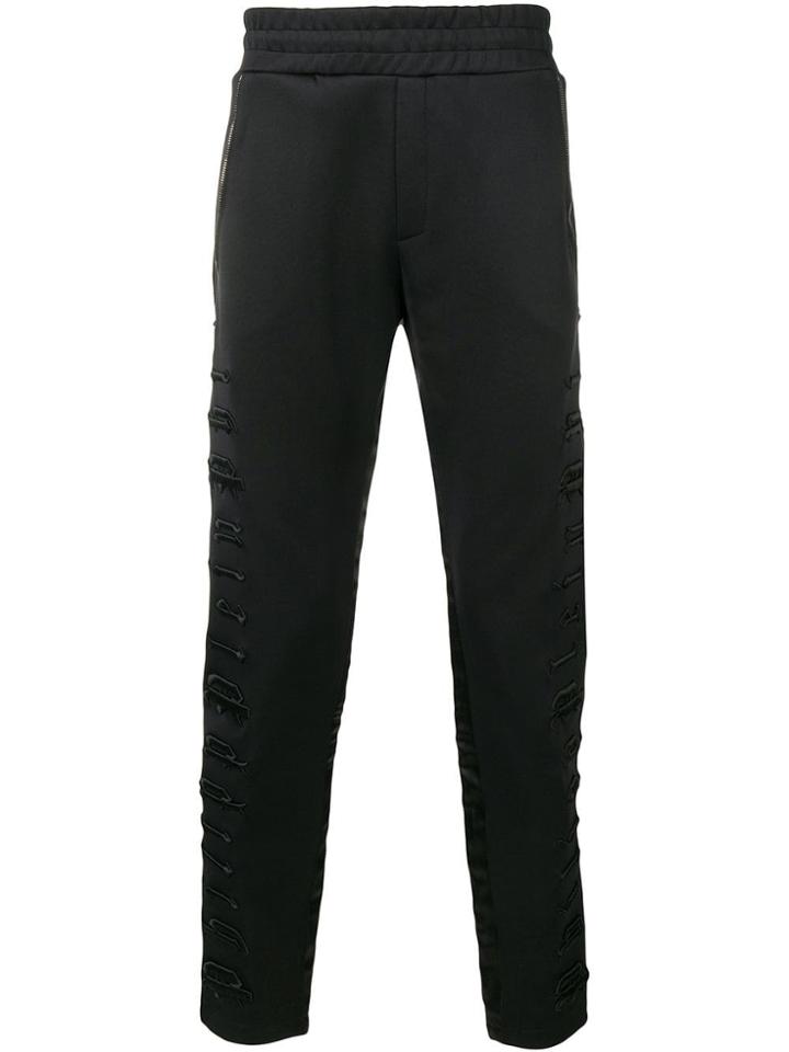 Philipp Plein Logo Embroidered Track Pants - Black