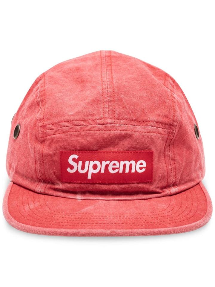 Supreme Washed Linen Camp Cap - Red