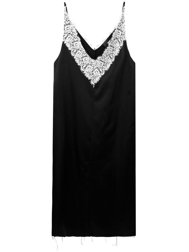 Yang Li Lace Trim Slip Dress - Black
