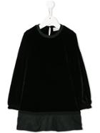 Moncler Kids Velour Frill Hem Dress - Black