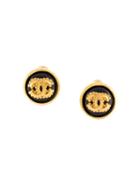 Chanel Vintage Scalloped Logo Clip-on Earrings