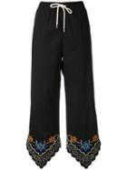See By Chloé Floral Trim Drawstring Trousers, Women's, Size: 36, Blue, Cotton