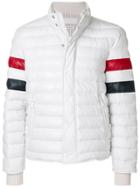 Thom Browne Downfilled Leather Ski Jacket W/ Front Guard & Rwb Sleeves