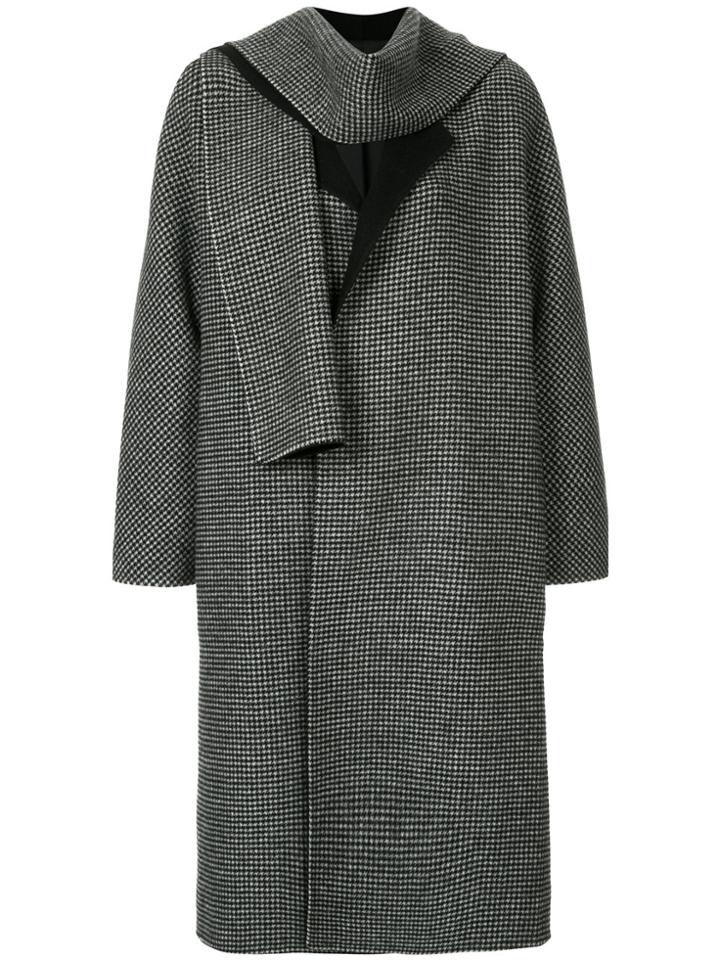 Tomorrowland Houndstooth Print Coat - Black