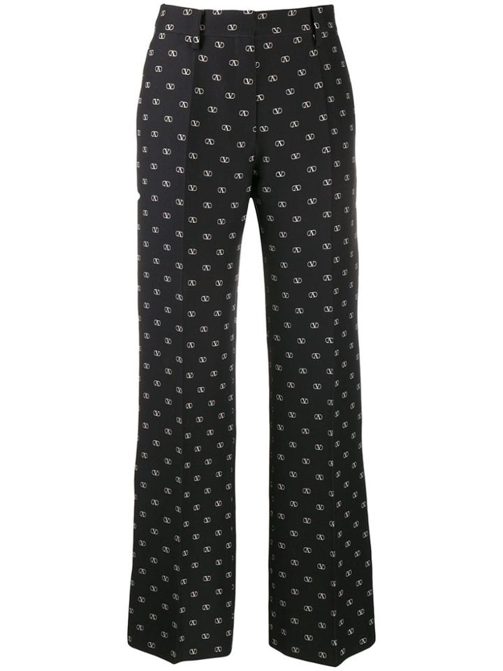 Valentino Printed Vlogo Straight Trousers - Black