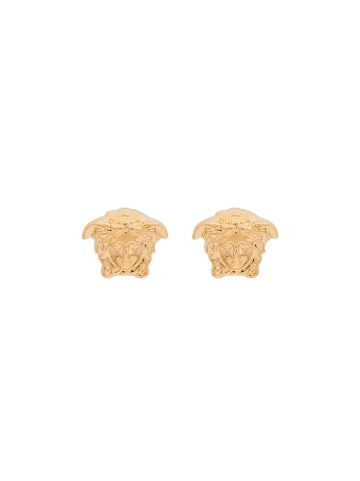 Versace Gold Metallic Medusa Stud Earrings