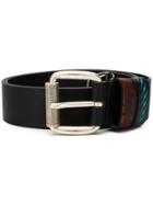 Diesel Lightning Bolt Print Belt - Black