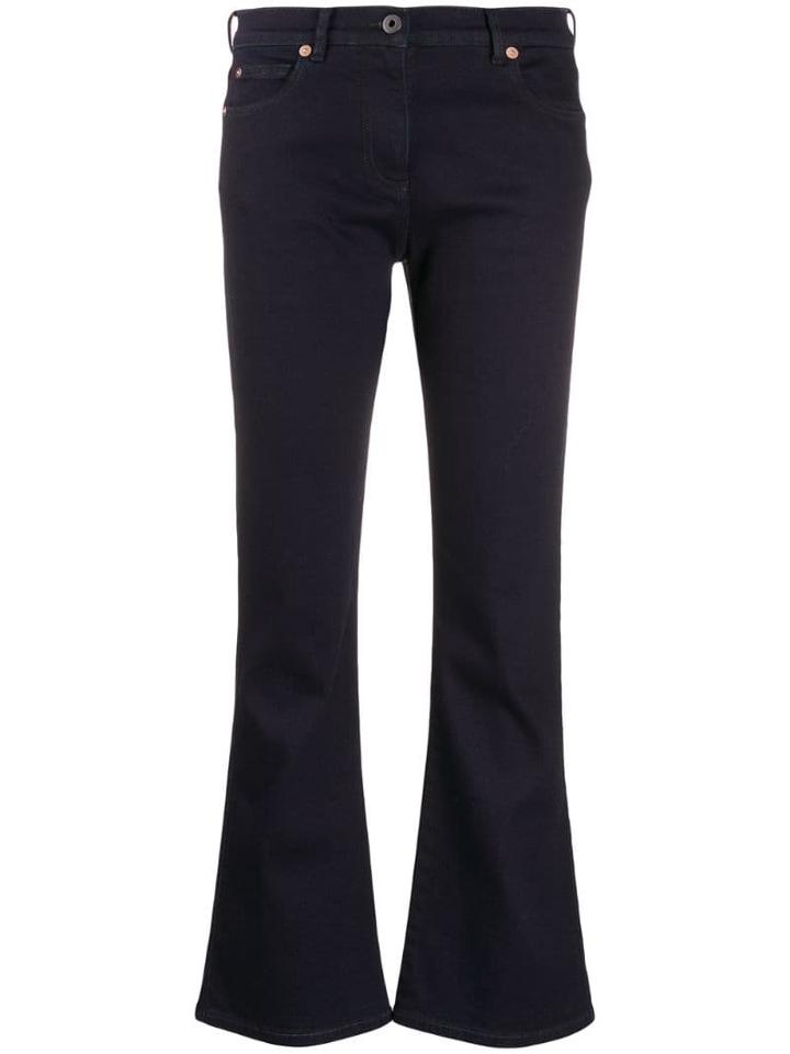 Valentino Vlogo Flared Cropped Denim Jeans - Blue
