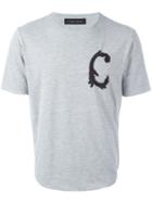Christian Pellizzari Embroidered 'c' T-shirt, Men's, Size: 48, Grey, Cotton