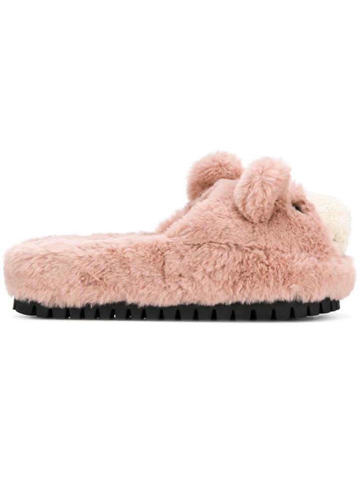 Dolce & Gabbana Teddy Bear Slippers - Pink & Purple