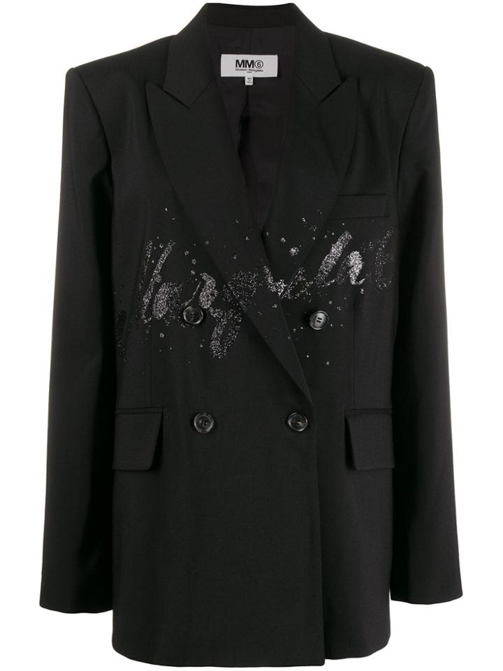 Mm6 Maison Margiela Glitter Detail Blazer - Black