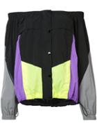 Alexander Wang - Off-the-shoulder Panelled Track Top - Women - Nylon/polyester - S, Black, Nylon/polyester