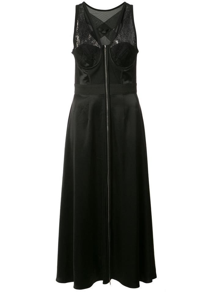 Alexander Wang Bustier Detail Midi Dress, Women's, Size: 2, Black, Silk/nylon/polyester