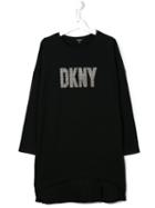 Dkny Kids Pleated Hem T-shirt Dress, Girl's, Size: 16 Yrs, Black