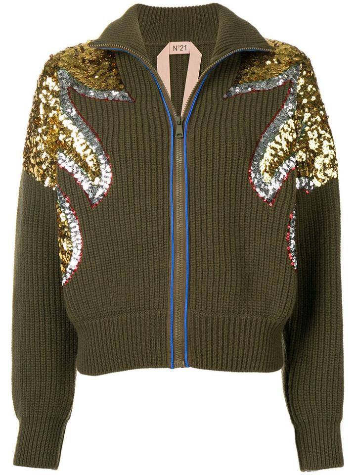 No21 Sequined Cardigan - Brown