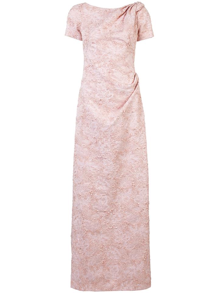 Carolina Herrera Bead Embellished Gathered Dress - Pink & Purple