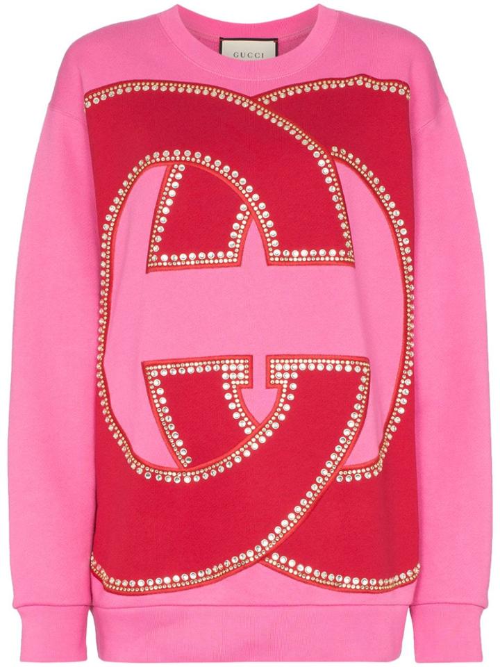 Gucci Embellished Logo Sweatshirt - Pink