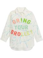 Burberry Kids Teen Umbrella Print Linen Cotton Shirt - White