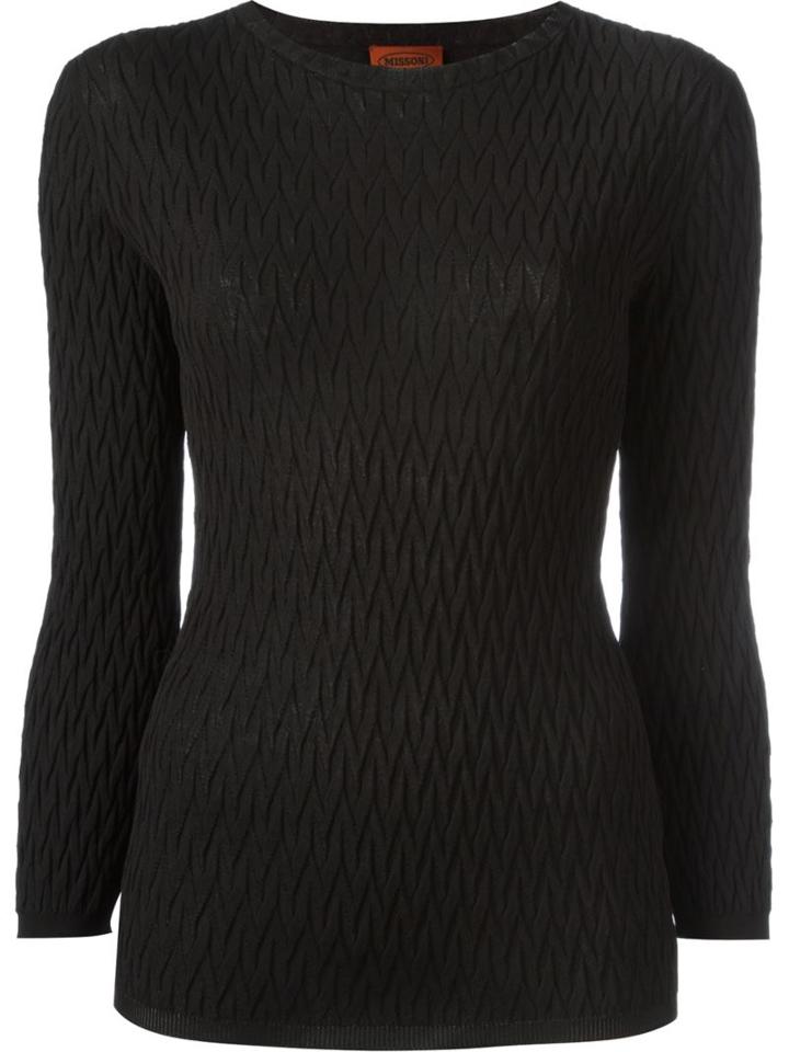 Missoni Round Neck Textured Jumper, Women's, Size: 46, Black, Cotton