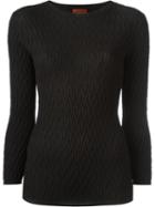Missoni Round Neck Textured Jumper, Women's, Size: 46, Black, Cotton