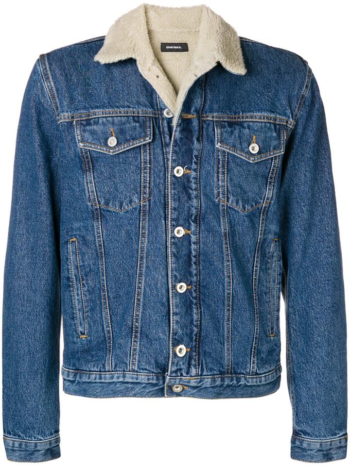Diesel D-gioc-fur Denim Jacket - Blue