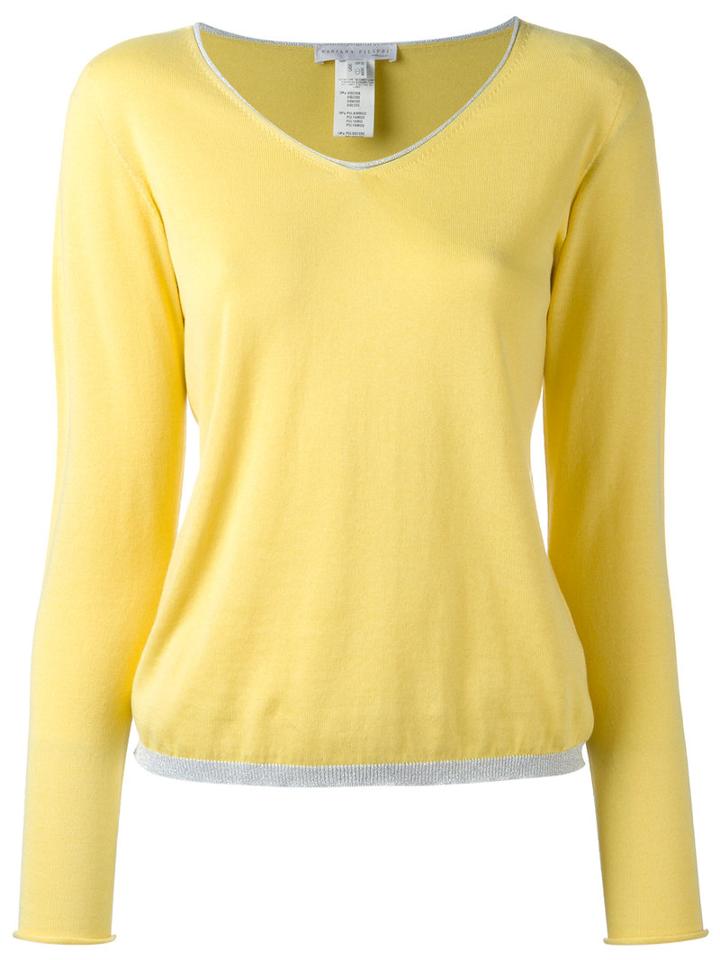 Fabiana Filippi Contrast Trim Sweatshirt, Women's, Size: 42, Yellow/orange, Cotton/polyamide/polyester/viscose