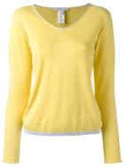 Fabiana Filippi Contrast Trim Sweatshirt, Women's, Size: 42, Yellow/orange, Cotton/polyamide/polyester/viscose