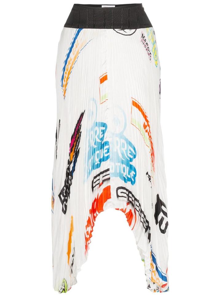 Marine Serre Logo Printed Pleated Midi Skirt - 114 - White