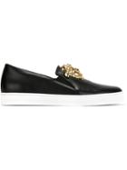 Versace Medusa Slip-on Sneakers, Men's, Size: 43, Black, Leather/rubber/metal Other