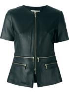 Michael Michael Kors Shortsleeved Zipped Jacket, Women's, Size: 6, Black, Leather